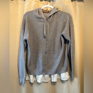 Belldini Heather Gray Hoodie with White Ruffle Hem